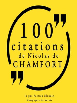 cover image of 100 citations de Nicolas de Chamfort